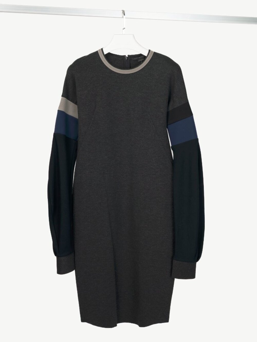 Marie Saint Pierre Grey Colour-Block Double-Jersey Dress